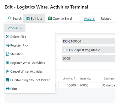 Logistics Whse. Activities Terminal Delete Logistics Whse. Activities Terminal Delete
